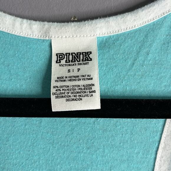 Victoria’s Secret Light Blue Racerback Tank with White Trim and Scoop Neck Sz Sm - Picture 5 of 9